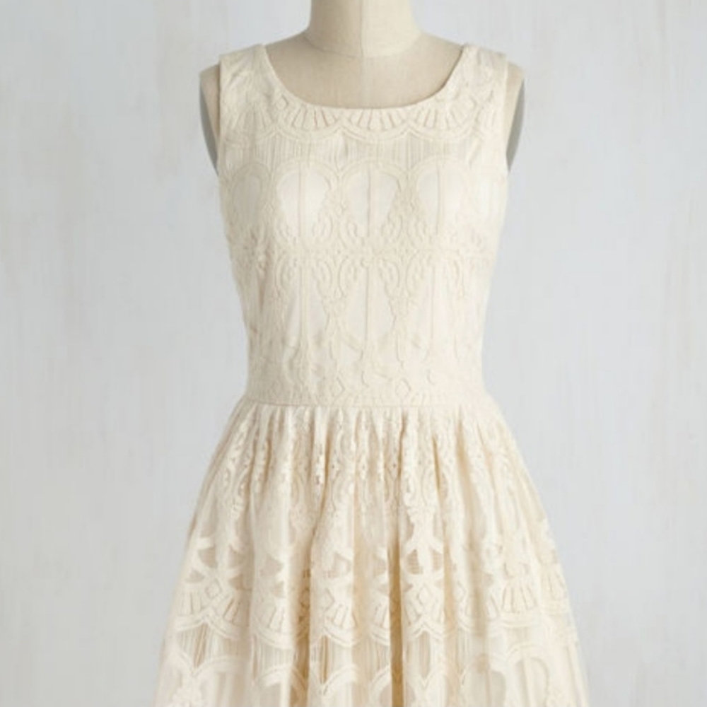 Modcloth mystic white lace dress euc!